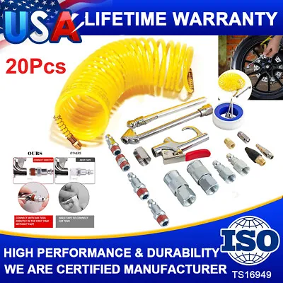 20 Deluxe 1/4  Air Compressor Accessory Kit Including 1/4  25Ft Recoil Airhose • $23.95