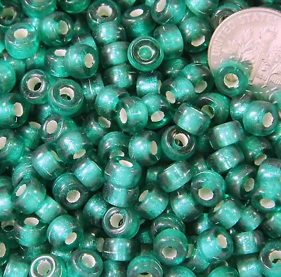  Pony Roller Beads 6mm 2mm Hole Teal W/Silver Lining 50 Pcs 143 • $4.19
