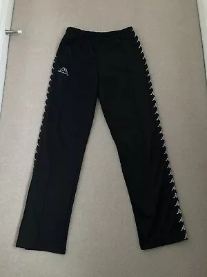 Vintage Retro Kappa Black Popper Tracksuit Bottoms/Joggers: Size Small • £15