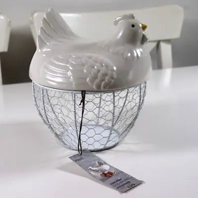 £21.99 • Buy Next Stoneware Kitchen White Chicken Egg Basket Storage Stand Holder Nest
