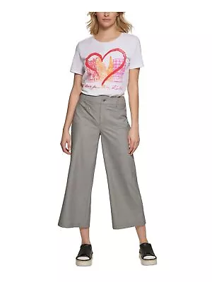 KARL LAGERFELD PARIS Womens Gray Pocketed Zippered Cropped Wide Leg Pants 10 • $9.99
