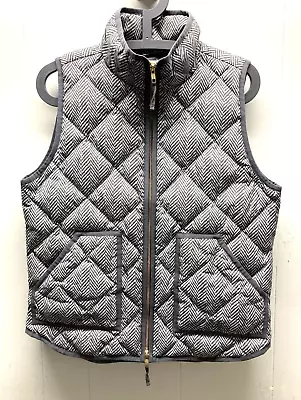 Women's J. Crew Gray Herringbone Down Blend Puffer Vest - Size M • $16