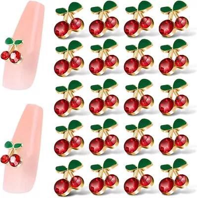 WLLHYF 20 Pieces 3D Cherry Nail Charms Reds，Kawaii Nail Rhinestones Art DIY C • £6.31