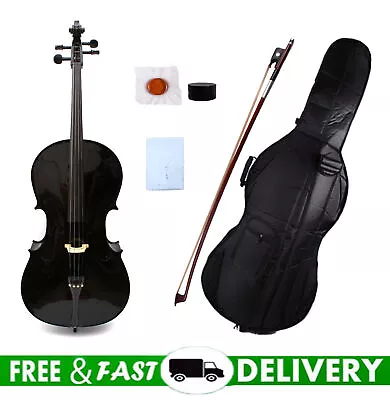 4/4 Full Size Cello Maple Spruce Ebony Fittings Black Hand Made Cellos Bag Bow • $390.38