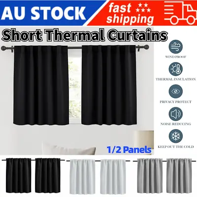 Thermal Curtains Blackout Small Short Indoor Bedroom & Kitchen Window Curtains • $17.09