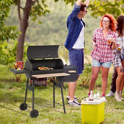 48  Steel Portable Backyard Charcoal BBQ Grill And Offset Smoker Combo Backyard • $129.99