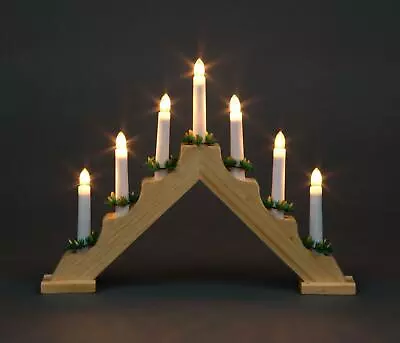 Christmas Candle Bridge Wooden Pre-Lit Xmas Arch Window Lights Decoration 7 LED • £14.09