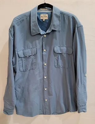 QuickSilver Waterman Trail Blazing XXL Men Long-Sleeve Blue Hiking Fishing Shirt • $13.59