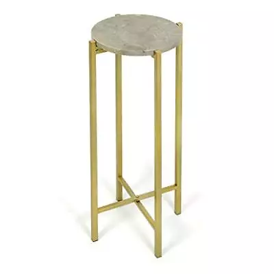 Urban Shop WK658006 Marble Collapsible Side Accent Drink Table With Gold Brown • $43.81
