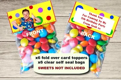 6 Personalised Mr Tumble Fold Over Cards & Bag Birthday Party Favours • £1.95