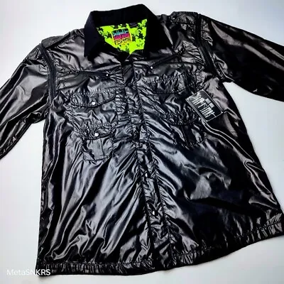 Smoke Ash Button Jacket Mens 2XL Black Pockets Zipper Sleeves Matrix Going Out X • $37.80