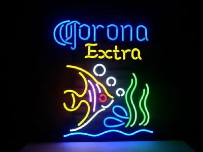 Corona Extra Tropical Fish Neon Light Sign Bar Wall Hanging Nightlight 17 X14  • $181.50