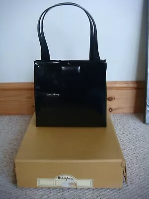 Boxed Vintage 1960's Black Patent/Leather Waldy Bag • £45
