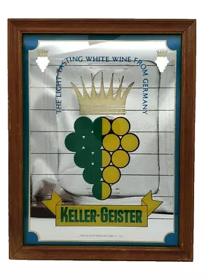 KELLER-GEISTER German White Wine Vintage Advertising Bar Mirror 17.5  X 13.5  • $0.99