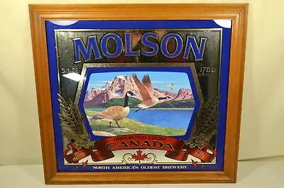 Vintage Molson Since 1786 Large Mirror Sign Bar Canada Geese • $39.99