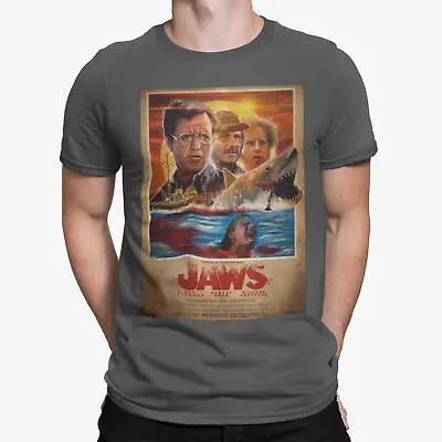 £9.99 • Buy Jaws Aged T-Shirt Poster Retro Art Shark Tee 70s 80s Horror Movie Film Gift UK 