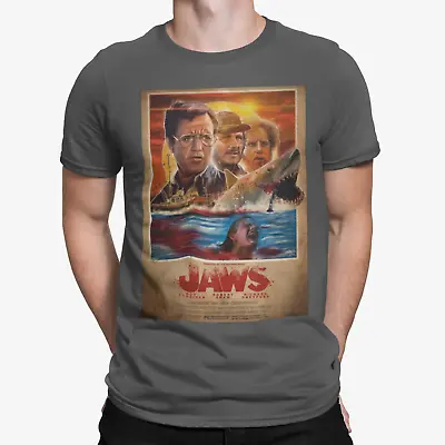 Jaws Aged T-Shirt Poster Retro Art Shark Tee 70s 80s Horror Movie Film Gift UK  • £9.99