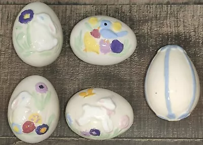 $24.99 • Buy 5 Vintage Ceramic Easter Eggs 2.25  Tall/Long Flat Laying Easter Decorations