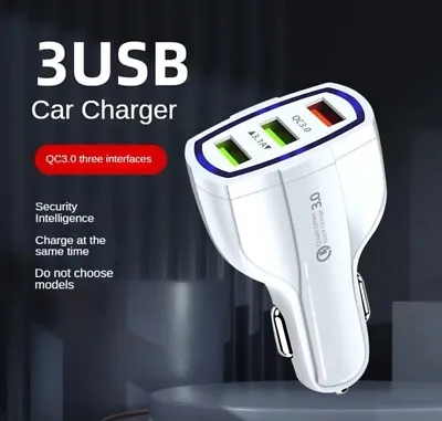 24V 32V Fast Car Charger 3 Port USB Universal LED Socket Adapter For All Phones • £7.99