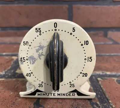 Minute Minder Metal Timer 1940’s Bakelite Handle Works Vintage • $39.99