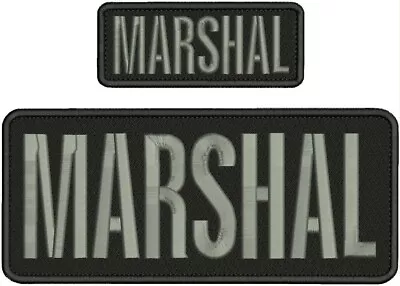 Marshal Emb Patch 4x10 And 2x5 Hook On Back Gray On Black • $16.75