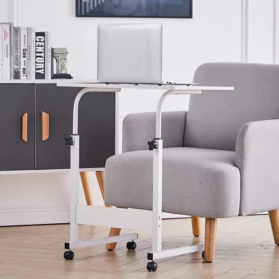 Overbed Bedside Table On Wheels Computer Laptop Desk Sofa Couch Tray Side Table • £18.95