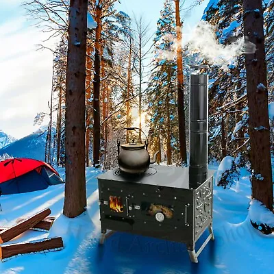 Camping Stove Tiny House Wood Stovehunting Lodge Burning Stove Folding Legs • $650