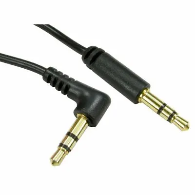 1.5m 3.5mm GOLD Jack Straight To Right Angle AUX Cable Lead Stereo Plug BLACK • £3.32