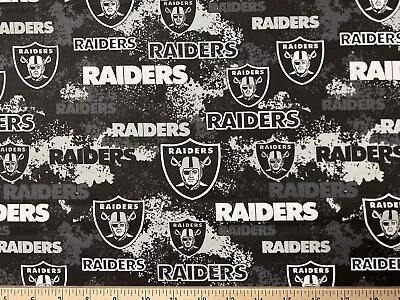 NFL LAS VEGAS OAKLAND RAIDERS Football Distressed 1/2 Yd (18”x44”) Cotton Fabric • $9.95