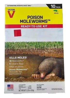 Victor Poison Bait Moleworms Kills Moles Outdoor Ready-To-Use 10-PACK • $17.99