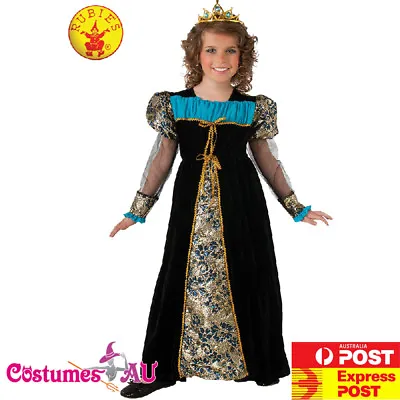 Girls Black Camelot Princess Costume Medieval Renaissance Royal Queen Book Week • $30.39