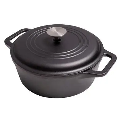 Victoria Dutch Oven 4Qt Durable Cast Iron Built-in Handle Round W/ Lid Black • $49.96