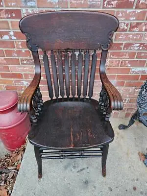 Antique Oak Armchair Arrow Back Lion Paw Armrests • $199.99