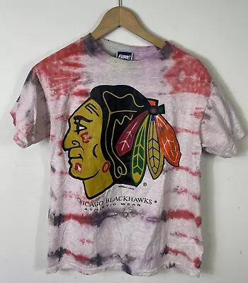 Vintage Chicago Blackhawks NHL Tie Dyed T Shirt 1994 Mens M USA • $23.92