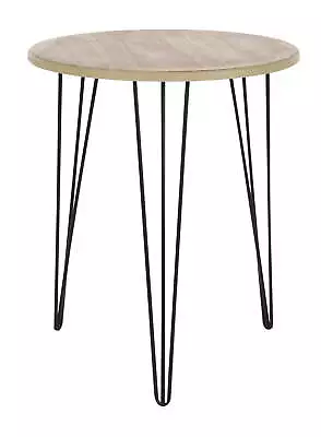 18  X 22  Brown Wood Accent Table With Black Metal Hairpin Legs 1-Piece • $31.38