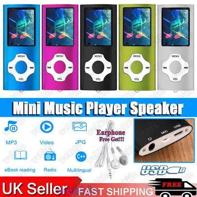 MP3 MP4 Music Players Music Speaker Sport Portable FM Radio Recorder SUPPORT 64G • £15.99