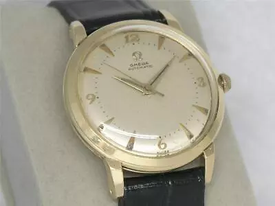 34mm Solid 14k Omega Mens Bumper Automatic Wristwatch Signed 5x Serviced! • $1495