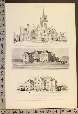 1897 Mount Holyoke College Hadley Mass Chapel Admin Building Dormitory Printwl51 • $48.95