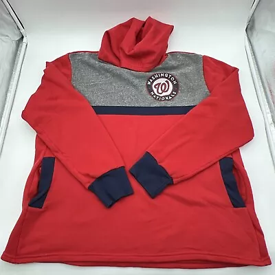 Majestic Threads Mlb Washington Nationals Colorblock Red/navy Hoodie Sz Xl - Usa • $24.99