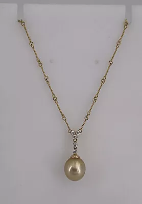 Na Hoku 14k Yellow Gold Necklace W/Gold Pearl And Diamonds 7.9g 17 In • $799