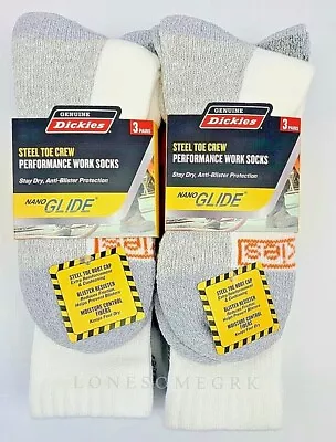 6 Pairs Mens Dickies Anti Blister Nano Glide Steel Toe Cushioned Mid Calf Socks • $39.95