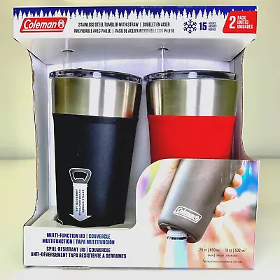 Coleman 20oz.Tumbler 2-pack One Black & One Red Stainless Steel Free Shipping • $33.99