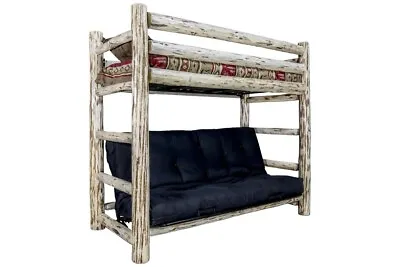 $2508.21 • Buy Log Twin Over Futon Bunk Bed Rustic BunkBeds Western Lodge Amish Made Furniture