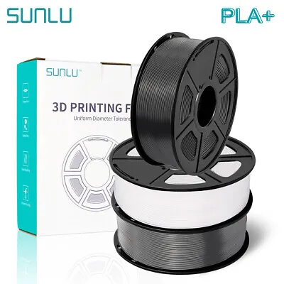 SUNLU PLA+ 3D Printer Filament 1.75mm 3KG PLA Plus Clog-Free Black White Grey • $62.73