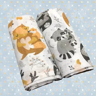 2 Pack Muslin Squares 100% Cotton Baby Soft Swaddle Cloths Nappy Bibs 80x70cm • £7.42