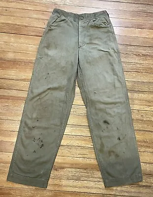 Vintage 40s HBT Trousers Size 28x31 USMC Pants Army WW2 Early Model Repairs • $500