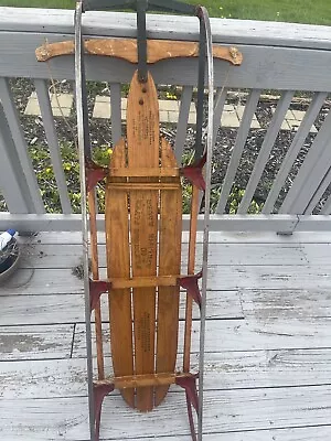 Nice Vintage  Antique Wood Flexible Flyer  Metal Rail Sled Wood 60  • $175