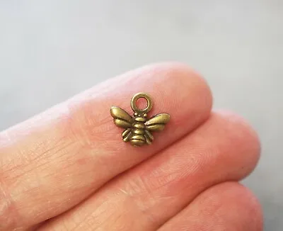 20 Small Bee Charms Bee Pendants  Antique Bronze 10mm • £2.69