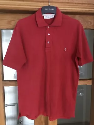 Mens Yves Saint Laurent Polo Size S YSL Vintage T-Shirt Short Sleeve Red • £5