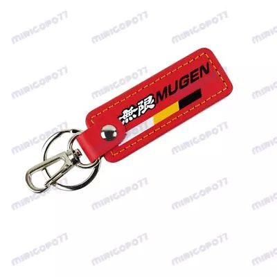 For MUGEN POWER Rectangle RED Leather Key Fob Keyring Keychain Tag Lanyard Honda • $9.99